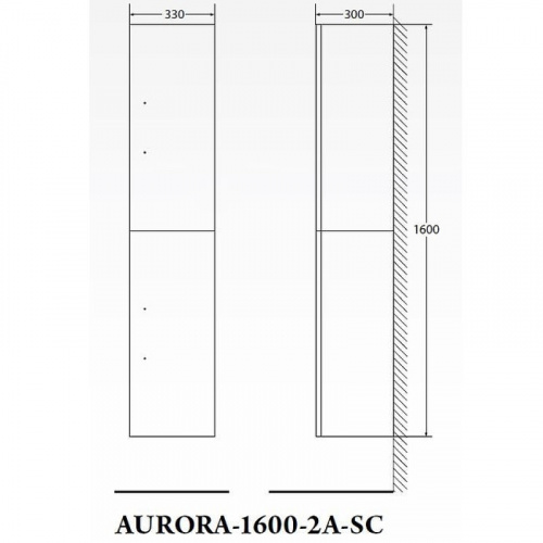 Шкаф пенал BelBagno Aurora 33 AURORA-1600-2A-SC-BL-P-R подвесной Bianco Lucido без ручек фото 2