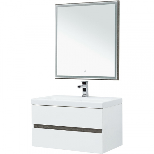 Комплект мебели для ванной Aquanet Беркли 80 258969 подвесной Белый Дуб рошелье фото 2