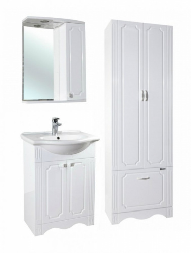 Зеркало со шкафом Bellezza Кантри 55 с подсветкой R Белое фото 4