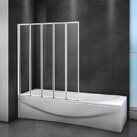 Шторка на ванну Cezares Relax V-5 120х140 профиль Бело-серый стекло прозрачное
