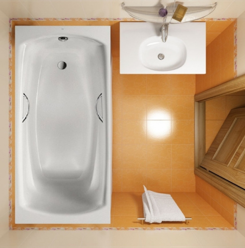Стальная ванна Roca Swing 180x80 2200E0000 с отверстиями для ручек с антискользящим покрытием фото 3