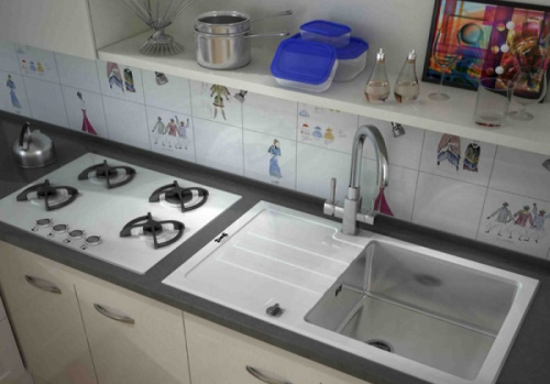 Кухонная мойка ZorG Glass GL-7851-WHITE Нержавеющая сталь / Белый фото 2