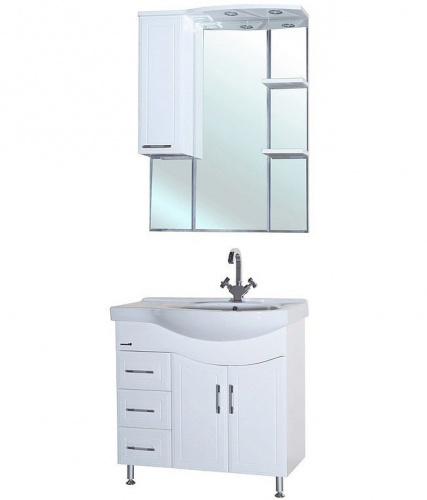 Зеркало со шкафом Bellezza Коралл 85 L 4612014002015 с подсветкой L Белое фото 2