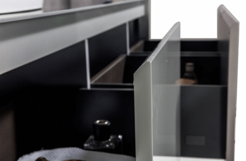Комплект мебели для ванной Black&White Universe U915.1600L подвесной Серый Белый фото 6