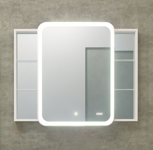 Зеркальный шкаф Jorno Bosko 100 Bos.03.100/W с подсветкой с часами фото 2