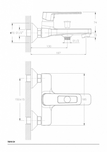 Смеситель для ванны Ceramica Nova Linear 70019CH Хром фото 3