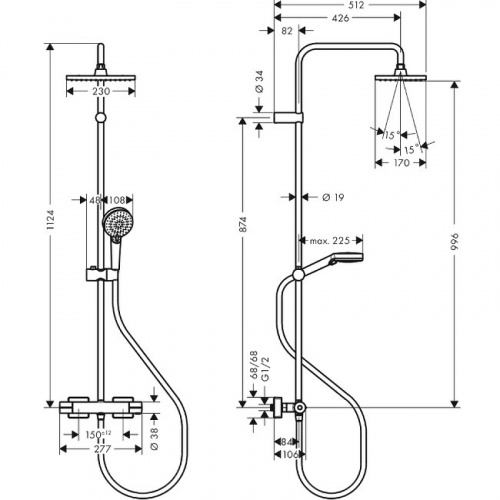 Душевая система Hansgrohe Vernis Shape Showerpipe 26286000 с термостатом Хром фото 4