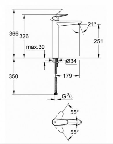 Смеситель для раковины Grohe Eurodisc Cosmopolitan 23432000 Хром фото 3