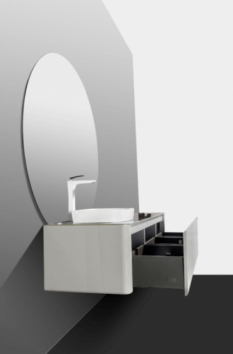 Комплект мебели для ванной Black&White Universe U915.1600L подвесной Серый Белый фото 4