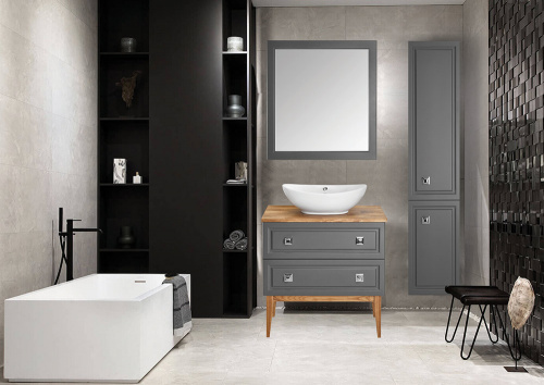 Комплект мебели для ванной Каталина 80 "Grey" фото 2