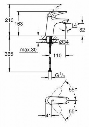 Смеситель для раковины Grohe Eurostyle New 33561003 Хром фото 3