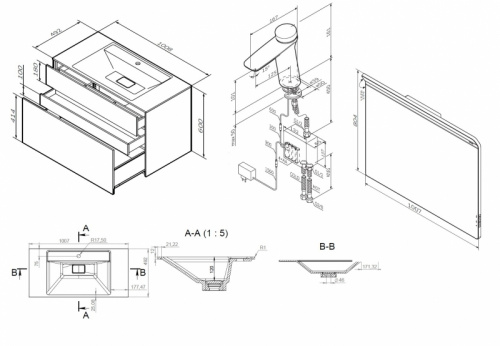 Комплект мебели для ванной AM.PM Inspire V2.0 100 BK50GD Серый матовый со смесителем для раковины и аксессуарами фото 10