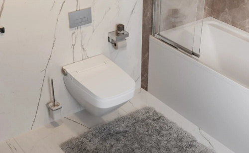 Комплект мебели для ванной AM.PM Inspire V2.0 100 UK50SD подвесной Серый матовый со смесителем с унитазом с инсталляцией с акриловой ванной на каркасе с душевой шторкой и душевой системой и аксессуарами фото 6