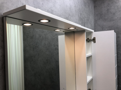 Зеркало со шкафом Comforty Модена М-90 00-00001641 с подсветкой Белое матовое фото 4