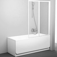 Шторка на ванну Ravak Behappy VS2 105 796M0100Z1 профиль Белый стекло Transparent