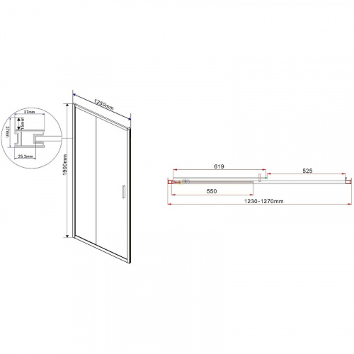 Душевая дверь Vincea Garda 125x190 VDS-1G125CL профиль Хром стекло прозрачное фото 6