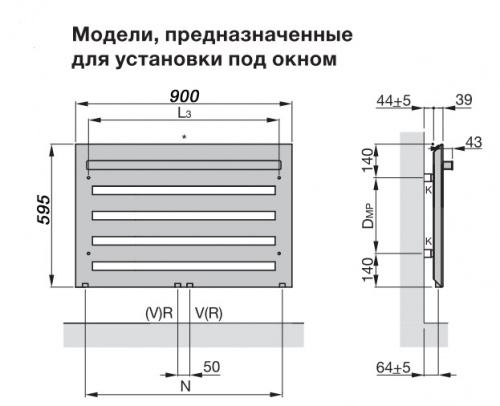 Водяной полотенцесушитель Zehnder Metropolitan Bar MEP-060-090 Белый фото 3