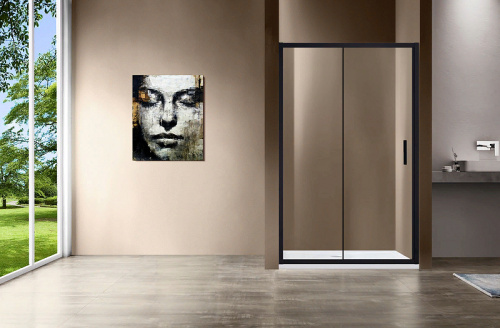Душевая дверь Vincea Garda 140x190 VDS-1G140CLB профиль Черный стекло прозрачное фото 3