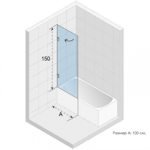 Шторка на ванну Riho VZ Scandic NXT X107 100 P GX01072C2 профиль Хром стекло прозрачное фото 3