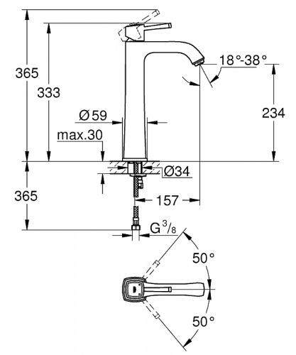 Смеситель для раковины Grohe Grandera 23313000 Хром фото 3