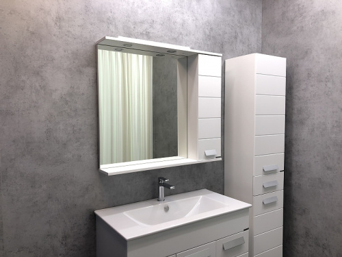 Зеркало со шкафом Comforty Модена М-90 00-00001641 с подсветкой Белое матовое фото 2