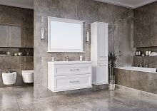 Комплект мебели для ванной Венеция 100 (Белый Патина Серебро)
