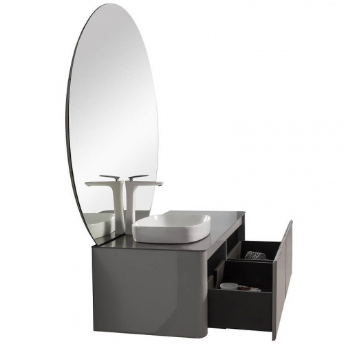 Комплект мебели для ванной Black&White Universe U915.1400 L подвесной Серый фото 2