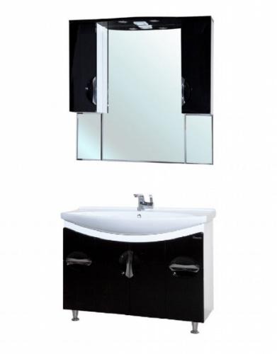 Зеркало со шкафом Bellezza Лагуна 105 4612118000047 с подсветкой Черное Белое фото 2