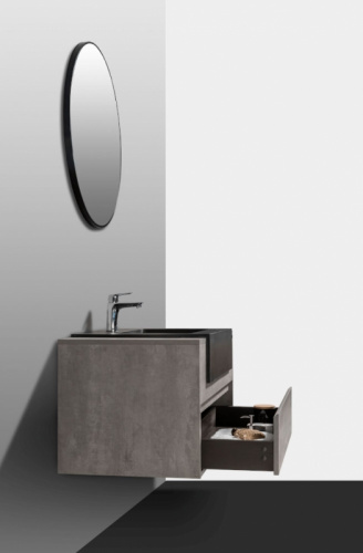 Комплект мебели для ванной Black&White Universe U903.1000 подвесной Пепельный фото 4