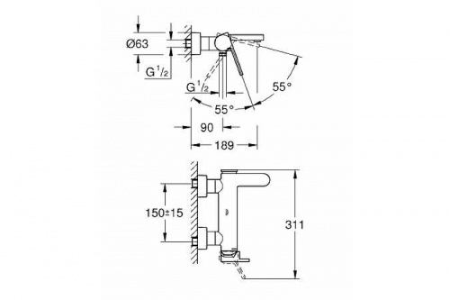 Смеситель для ванны Grohe Plus 33553003 Хром фото 4