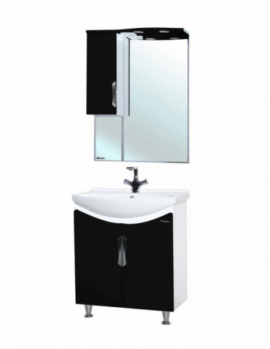 Зеркало со шкафом Bellezza Лагуна 65 R 4612110001042 с подсветкой R Черное Белое фото 2