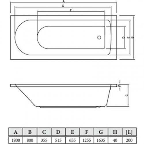 Акриловая ванна C-Bath Geba 180x80 CBQ009003 без гидромассажа фото 4