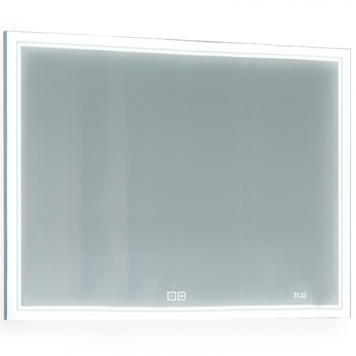 Зеркало Jorno Glass 100 Gla.02.92/W с подсветкой с сенсорным выключателем с часами и обогревом