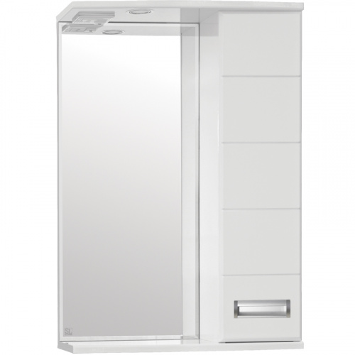 Зеркало со шкафом Style Line Ирис 55 С с подсветкой Белый глянец
