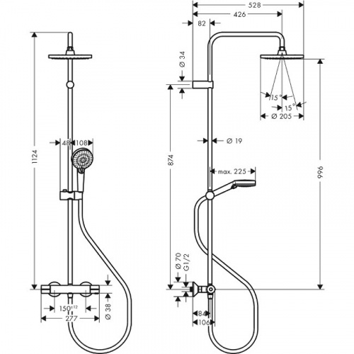 Душевая система Hansgrohe Vernis Shape Showerpipe 26318000 с термостатом Хром фото 3