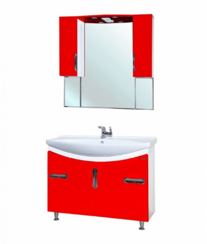 Зеркало со шкафом Bellezza Лагуна 105 4612118000030 с подсветкой Красное Белое фото 2