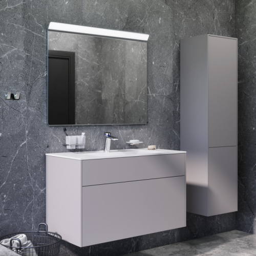 Комплект мебели для ванной AM.PM Inspire V2.0 100 BK50GD Серый матовый со смесителем для раковины и аксессуарами фото 3