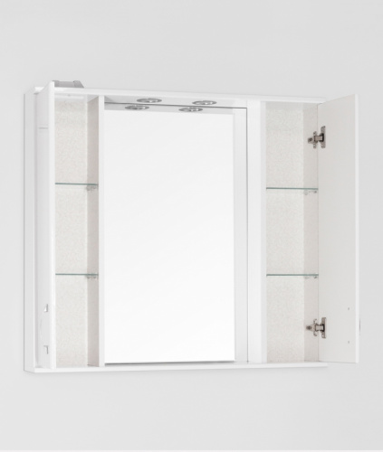Зеркало со шкафом Style Line Эко стандарт Панда 90 С с подсветкой Белый глянец фото 8