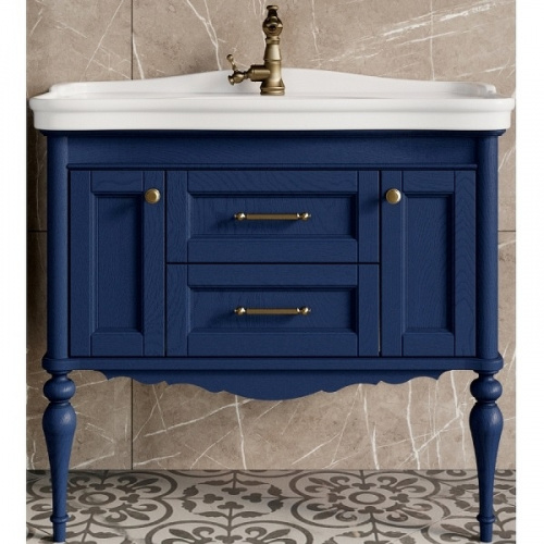 Комплект мебели для ванной ValenHouse Эстетика 100 ES100_КСБ Синий ручки Бронза фото 2