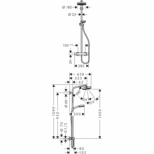 Душевая система Hansgrohe Crometta Showerpipe 27265400 с термостатом Хром фото 4