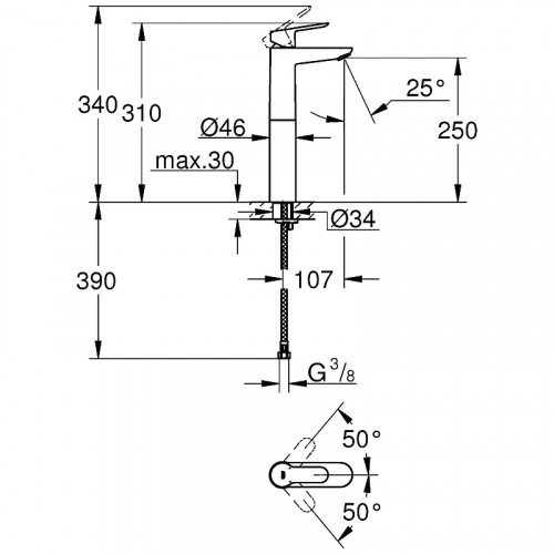 Смеситель для раковины Grohe BauEdge 23761000 Хром фото 3