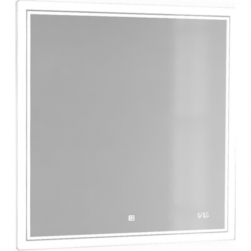Зеркало Jorno Glass 80 Gla.02.77/W с подсветкой с сенсорным выключателем с часами и обогревом