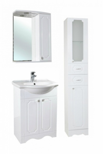 Зеркало со шкафом Bellezza Кантри 55 с подсветкой R Белое фото 2