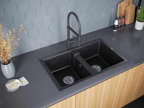 Кухонная мойка Paulmark Zwilling PM238150-BLM Черный металлик фото 3