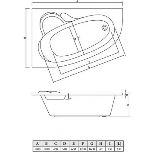 Акриловая ванна C-Bath Atlant 170x110 CBA00104L без гидромассажа фото 4