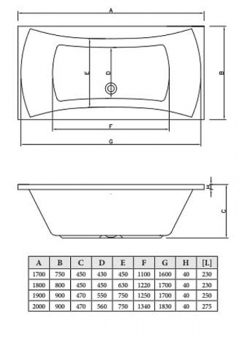 Акриловая ванна C-Bath Talia 190x90 CBQ004003 без гидромассажа фото 4