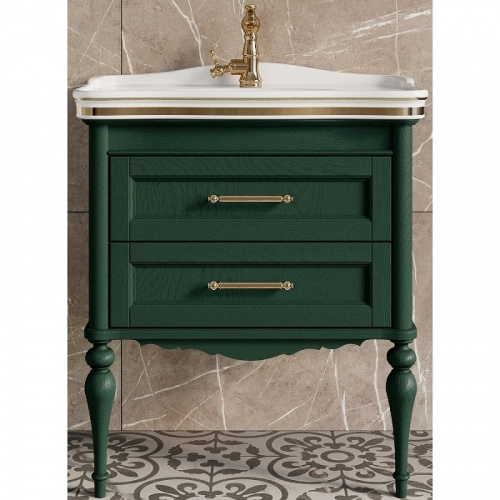 Комплект мебели для ванной ValenHouse Эстетика 80 ES80_КЗЗ Зеленый ручки Золото фото 2