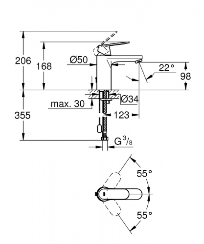 Смеситель для раковины Grohe Eurosmart Cosmopolitan 23326000 Хром фото 3