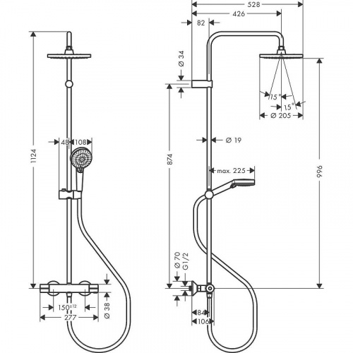 Душевая система Hansgrohe Vernis Blend Showerpipe 26276000 с термостатом Хром фото 9