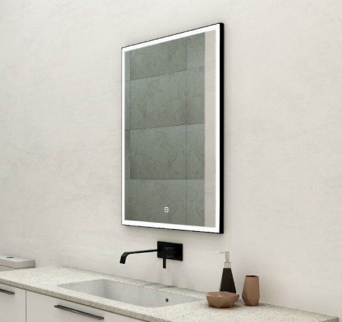 Зеркало Art&Max Arezzo AM-Are-600-800-DS-FC-H-Nero с подсветкой с сенсорным выключателем Черное фото 3